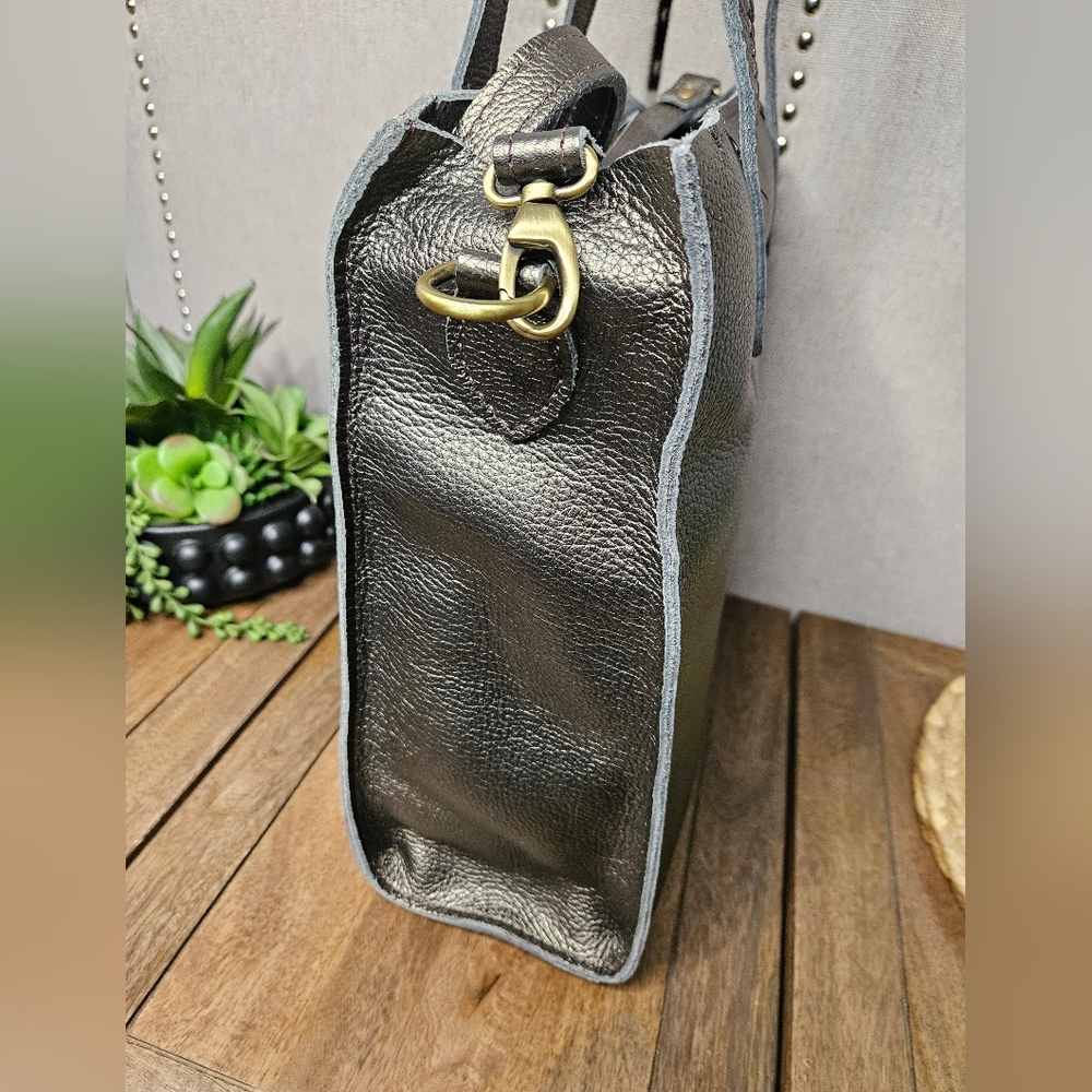 Portland Leather Goods Lola N/S Zippered Crossbody Tote Stardust - Picture 9 of 15